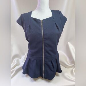 Ivanka Trump Navy Blue Peplum Top